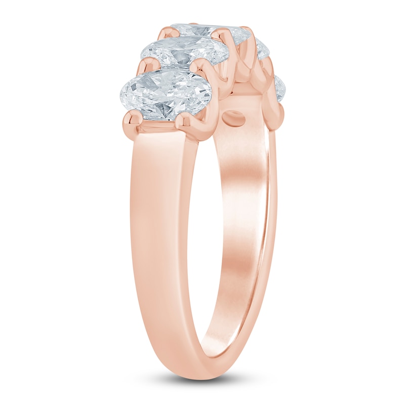 Main Image 2 of Oval-Cut Lab-Grown Diamond Five-Stone Anniversary Ring 2 ct tw 14K Rose Gold