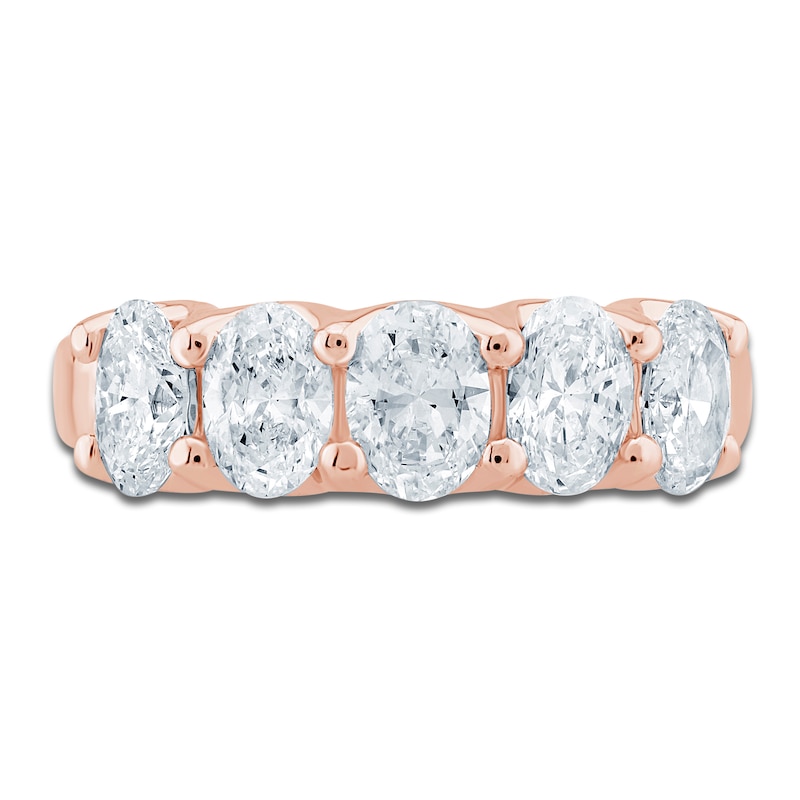 Main Image 3 of Oval-Cut Lab-Grown Diamond Five-Stone Anniversary Ring 2 ct tw 14K Rose Gold