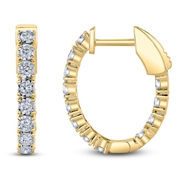 Shy Creation Diamond Inside-Out Hoop Earrings 3/8 ct tw 14K Yellow Gold SC55009479H0.75
