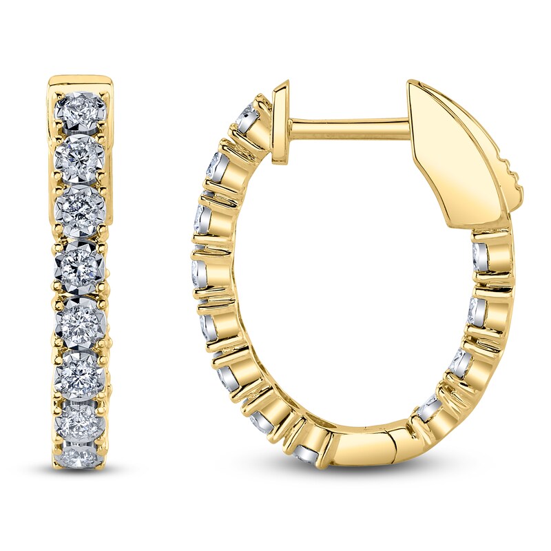 Main Image 1 of Shy Creation Diamond Inside-Out Hoop Earrings 3/8 ct tw 14K Yellow Gold SC55009479H0.75