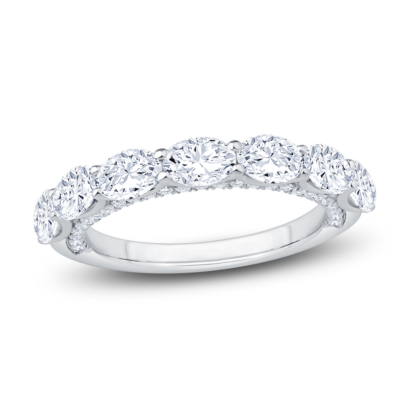 Main Image 1 of Oval-Cut Lab-Grown Diamond Anniversary Ring 2 ct tw 14K White Gold