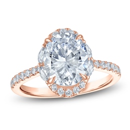 Vera Wang VOW Oval-Cut Lab-Grown Diamond Halo Engagement Ring 3 ct tw 14K Rose Gold