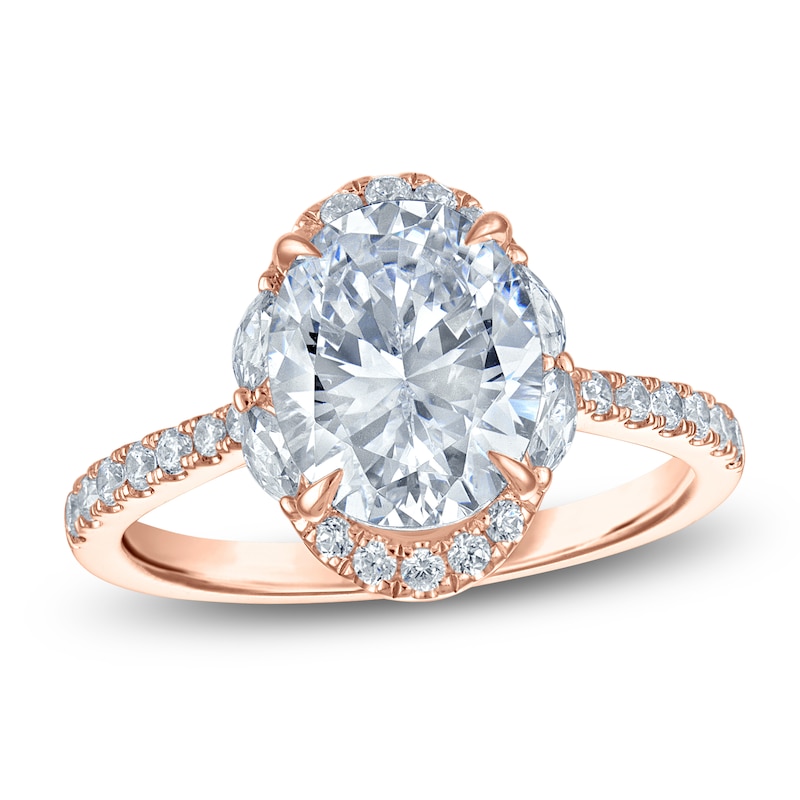 Main Image 1 of Vera Wang VOW Oval-Cut Lab-Grown Diamond Halo Engagement Ring 3 ct tw 14K Rose Gold