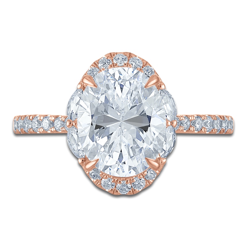 Main Image 3 of Vera Wang VOW Oval-Cut Lab-Grown Diamond Halo Engagement Ring 3 ct tw 14K Rose Gold