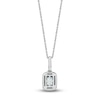 Thumbnail Image 3 of Rectangle-Cut Natural Aquamarine Pendant Necklace 1/8 ct tw 14K White Gold