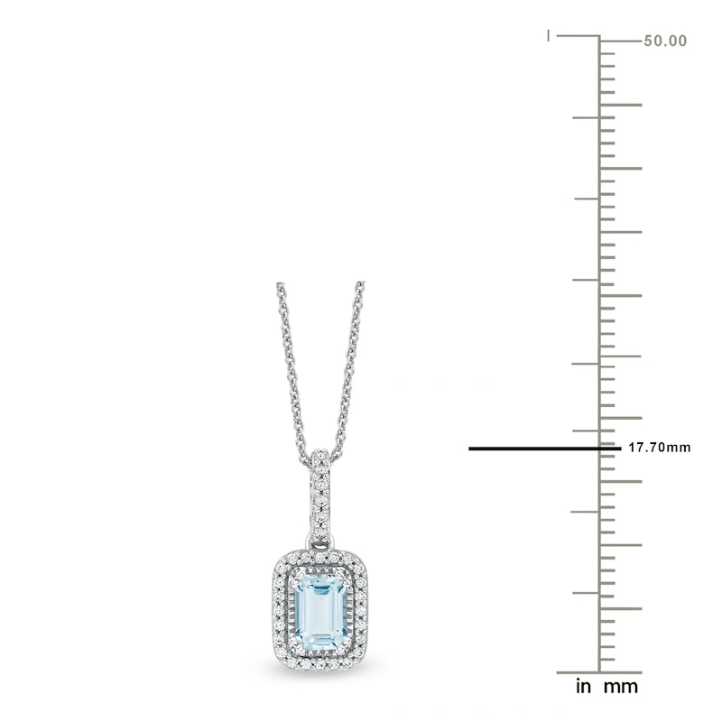 Main Image 4 of Rectangle-Cut Natural Aquamarine Pendant Necklace 1/8 ct tw 14K White Gold