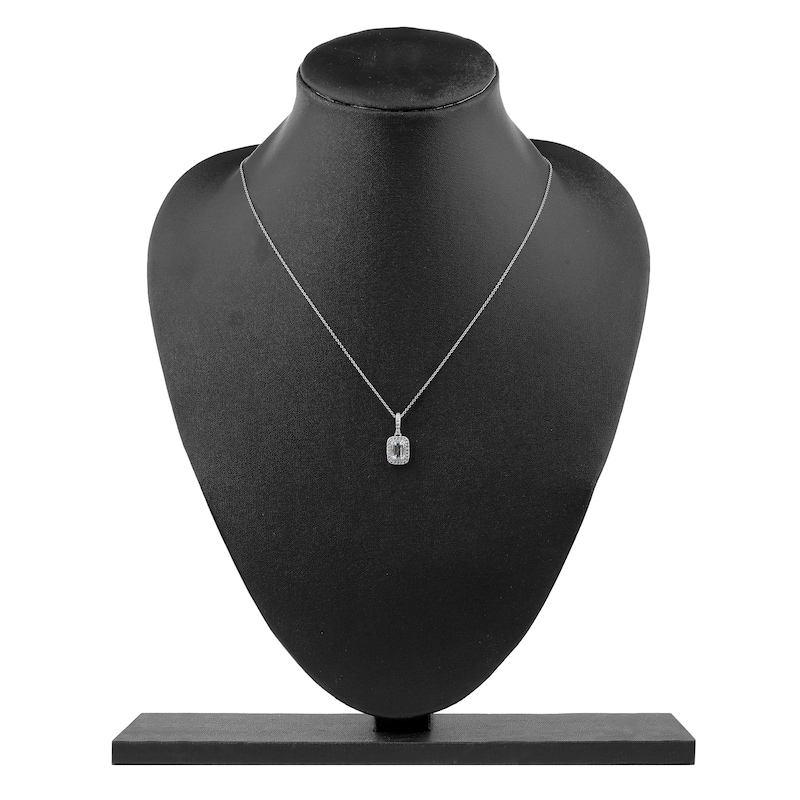 Main Image 6 of Rectangle-Cut Natural Aquamarine Pendant Necklace 1/8 ct tw 14K White Gold