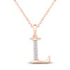 Thumbnail Image 1 of Diamond Initial L Necklace 1/20 ct tw 10K Rose Gold 18"