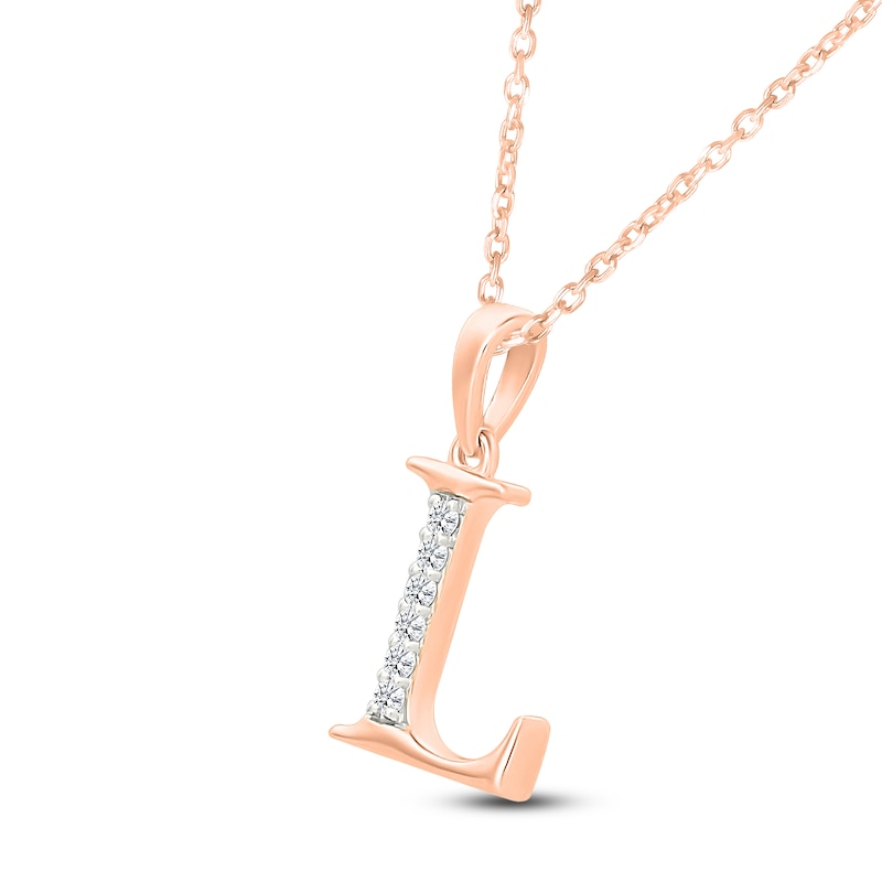 Main Image 2 of Diamond Initial L Necklace 1/20 ct tw 10K Rose Gold 18"