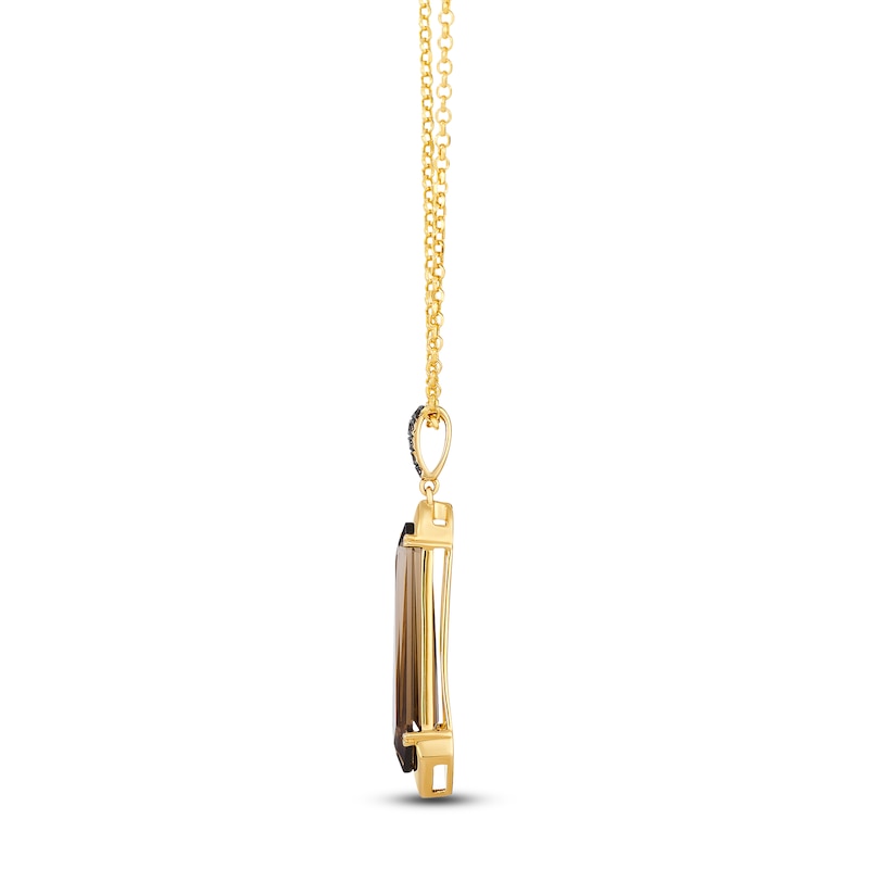 Main Image 2 of Le Vian Silhouette Elongated Shield-Cut Chocolate Quartz Necklace 1/20 ct tw Diamonds 14K Honey Gold 19"