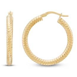 Diamond-Cut Hoop Earrings 14K Yellow Gold 20mm