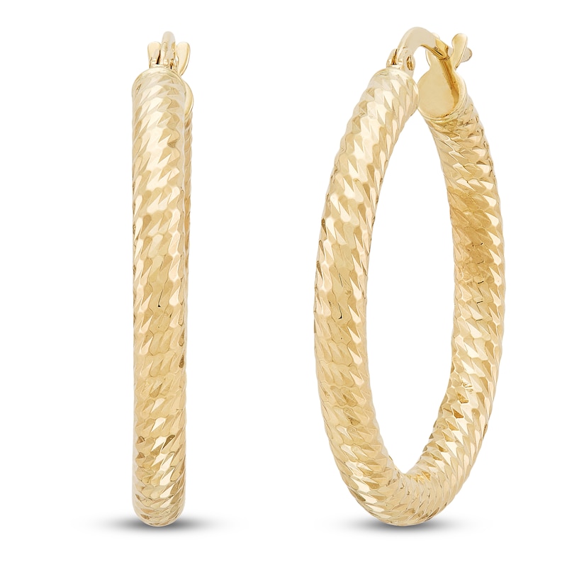 Main Image 2 of Diamond-Cut Hoop Earrings 14K Yellow Gold 20mm