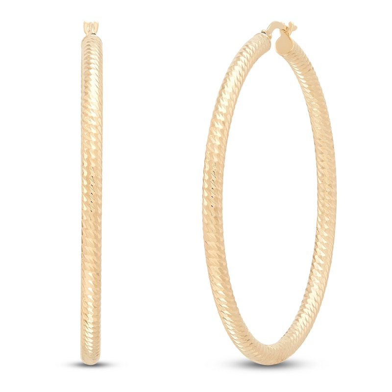 Main Image 2 of Diamond-Cut Hoop Earrings 14K Yellow Gold 40mm