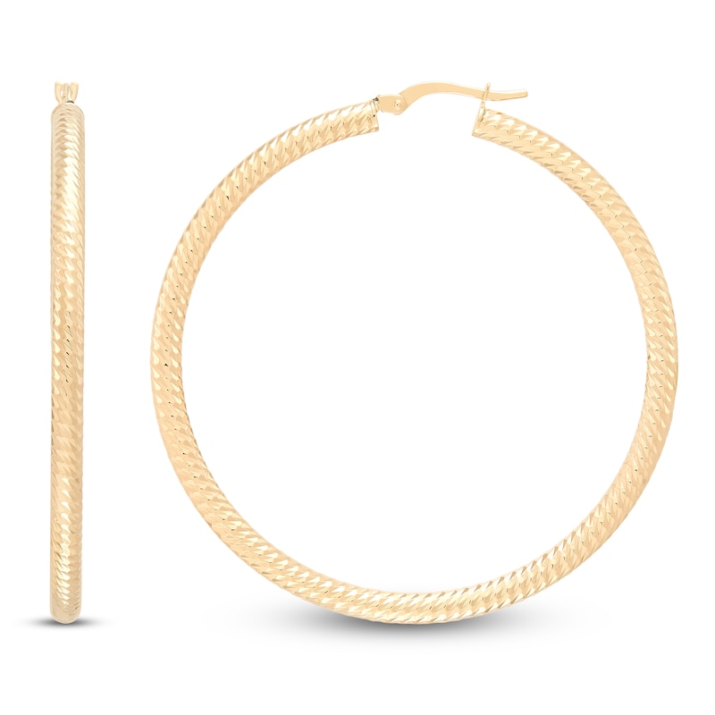 Main Image 3 of Diamond-Cut Hoop Earrings 14K Yellow Gold 40mm