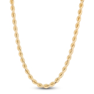 Silk Rope Chain Necklace 3.7mm Solid 14K Yellow Gold 24"