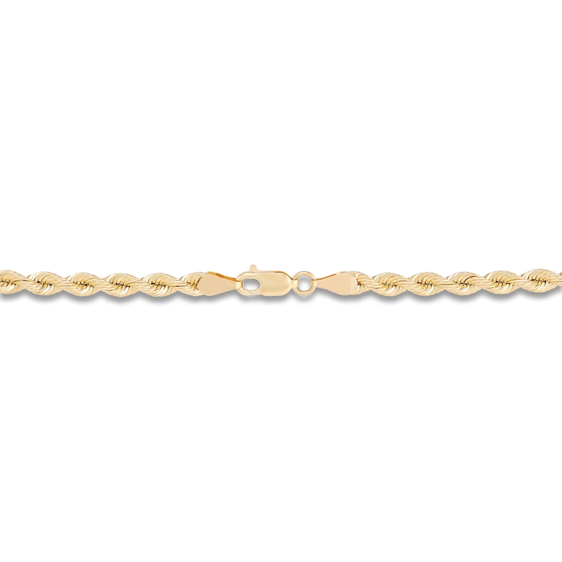 Main Image 2 of Silk Rope Chain Necklace 3.7mm Solid 14K Yellow Gold 24"