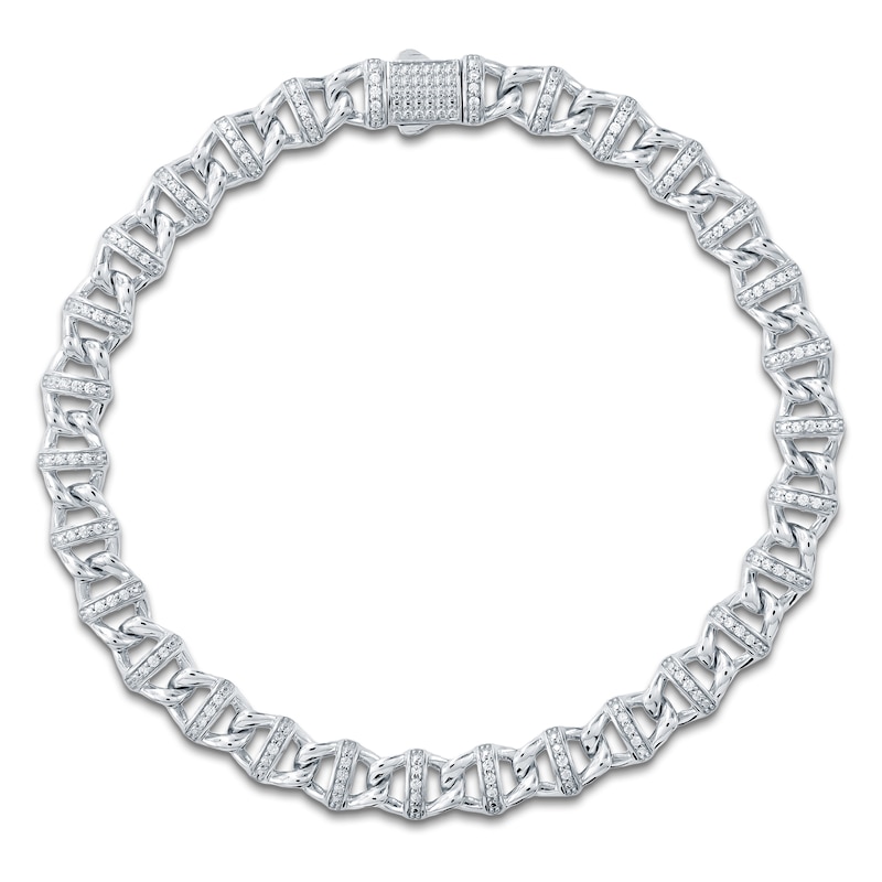 Main Image 1 of Men's Diamond Pavé Mariner Link Bracelet 1/2 ct tw Sterling Silver 8.5"
