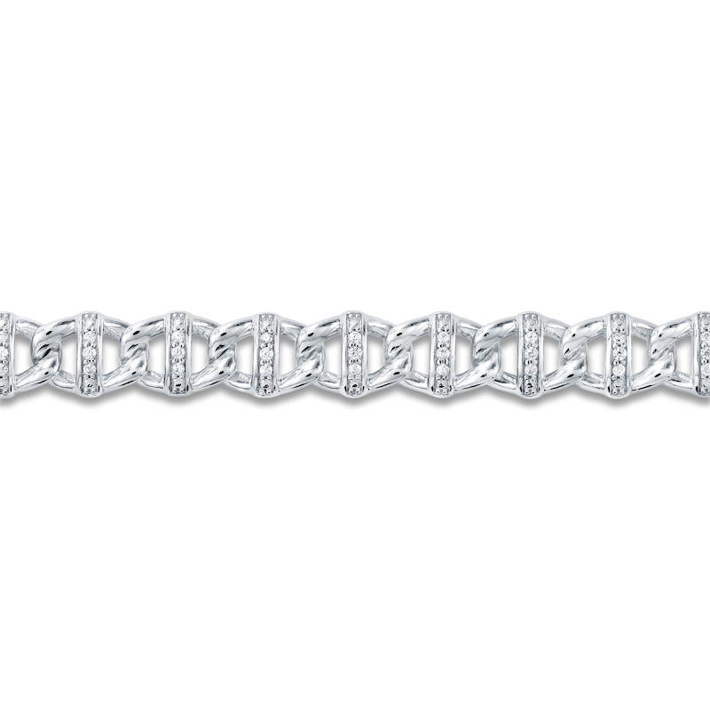 Main Image 2 of Men's Diamond Pavé Mariner Link Bracelet 1/2 ct tw Sterling Silver 8.5"