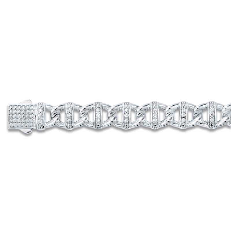 Main Image 3 of Men's Diamond Pavé Mariner Link Bracelet 1/2 ct tw Sterling Silver 8.5"