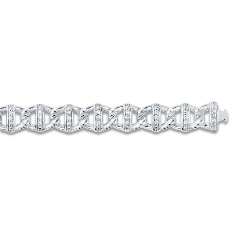 Main Image 4 of Men's Diamond Pavé Mariner Link Bracelet 1/2 ct tw Sterling Silver 8.5"