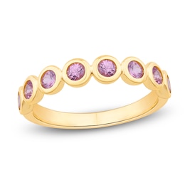 Bezel-Set Natural Pink Sapphire 2.5mm Stackable Ring 14K Yellow Gold