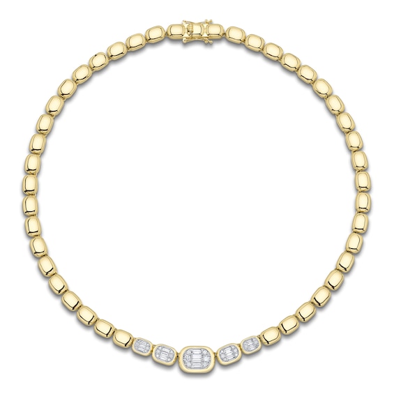 Shy ICON Lumeria Baguette & Round-Cut Multi-Diamond Necklace 1 ct tw ct tw 14K Yellow Gold 17" B22001617Z17