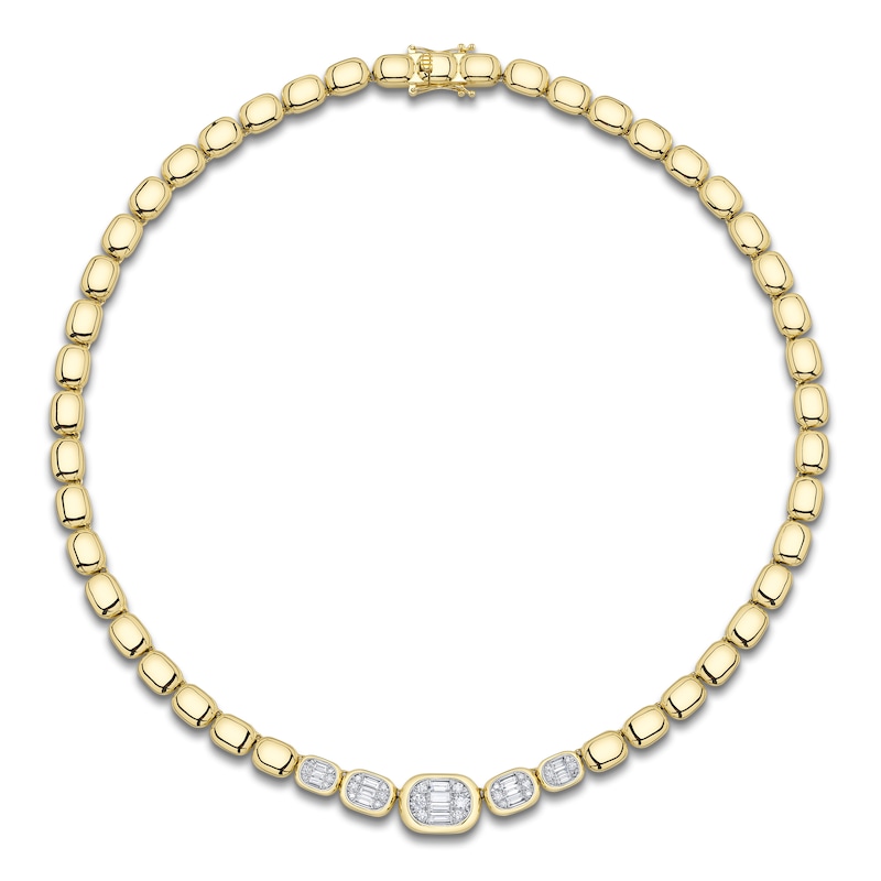 Main Image 1 of Shy ICON Lumeria Baguette & Round-Cut Multi-Diamond Necklace 1 ct tw ct tw 14K Yellow Gold 17"