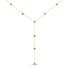 Thumbnail Image 1 of Bezel-Set Natural Peridot, Swiss Blue Topaz, Citrine, Pink Sapphire & Amethyst Station Y-Drop Necklace 14K Yellow Gold 18"