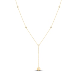 Bezel-Set Diamond Station Y-Drop Necklace 3/8 ct tw 14K Yellow Gold 18"