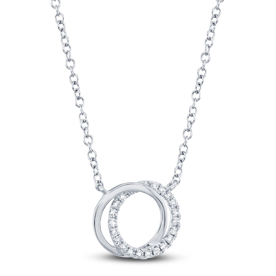 Shy Creation Diamond Circle Necklace 1/20 ct tw Round 14K White Gold 18" SC55009637