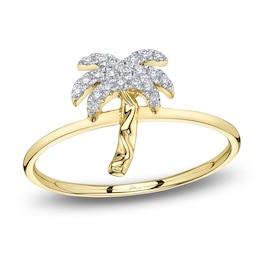 Shy Creation Diamond Palm Tree Ring 1/10 ct tw 14K Yellow Gold