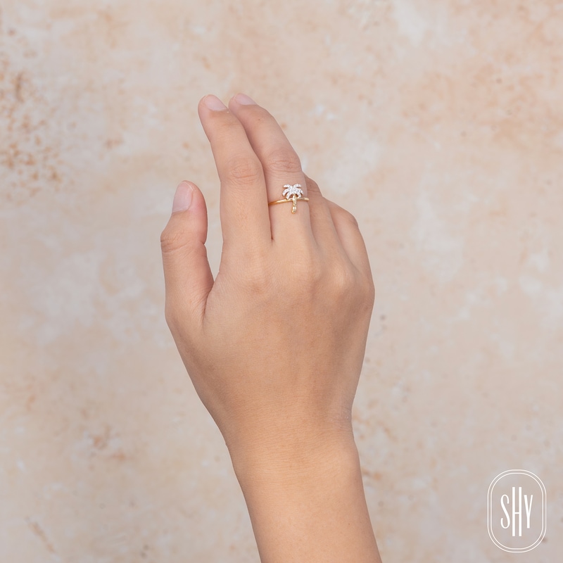 Main Image 5 of Shy Creation Diamond Palm Tree Ring 1/10 ct tw 14K Yellow Gold JR55001195RD