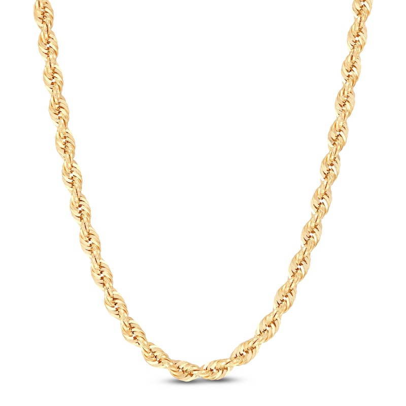 Main Image 1 of Rope Chain Necklace 3.85mm Semi-Solid 10K Yellow Gold 22"