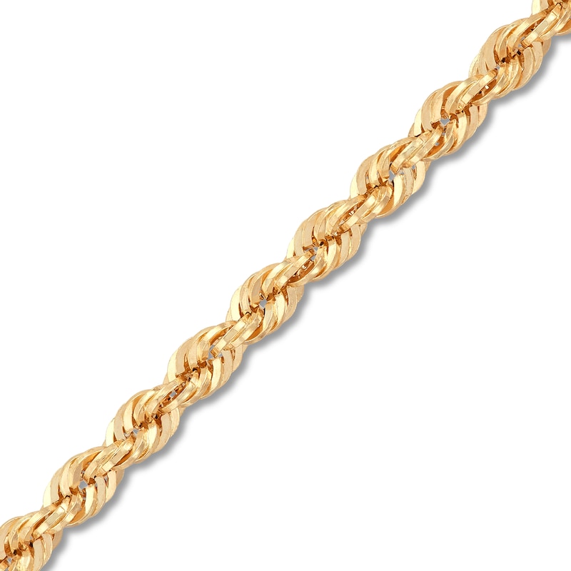 Main Image 3 of Rope Chain Necklace 3.85mm Semi-Solid 10K Yellow Gold 22"