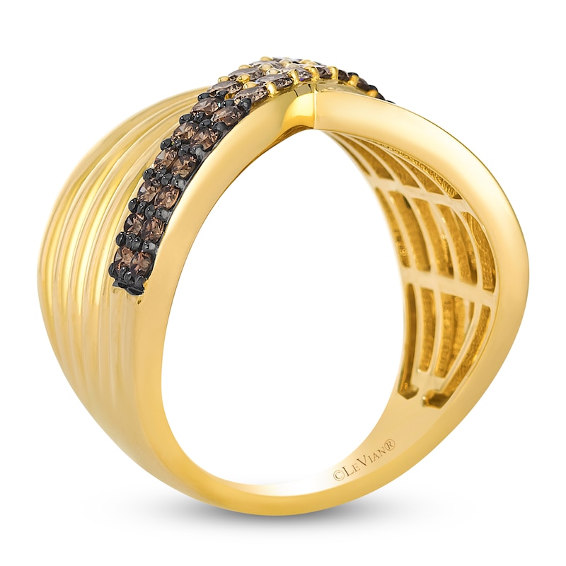 Main Image 2 of Le Vian Chocolate Ombré Diamond Two-Row Curve Ring 3/4 ct tw 14K Honey Gold