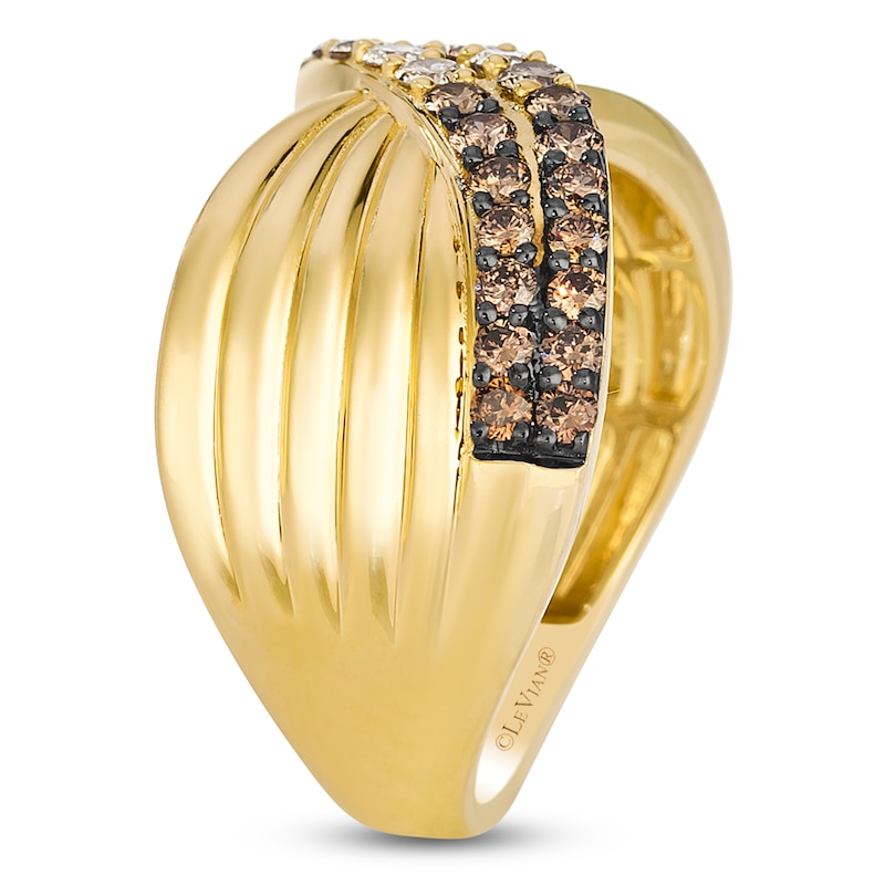 Main Image 3 of Le Vian Chocolate Ombré Diamond Two-Row Curve Ring 3/4 ct tw 14K Honey Gold