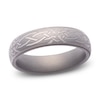 Thumbnail Image 1 of Men's Celtic Knot Engraved Wedding Band Matte Tungsten Carbide 6mm