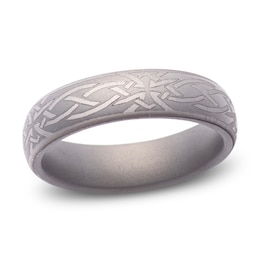 Men's Celtic Knot Engraved Wedding Band Matte Tungsten Carbide 6mm