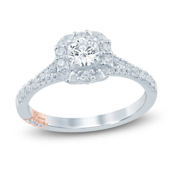 Pnina Tornai Round-Cut Diamond Halo Engagement Ring 3/4 ct tw 14K White Gold