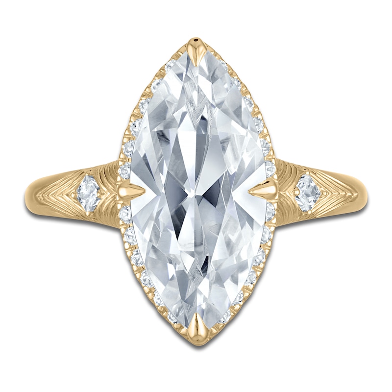 Main Image 3 of Marquise-Cut Lab-Grown Diamond Engagement Ring 4-1/5 ct tw 14K Yellow Gold