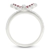 Thumbnail Image 3 of Lab-Created Ruby & White Lab-Created Sapphire Butterfly Ring Sterling Silver