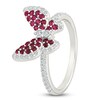 Thumbnail Image 4 of Lab-Created Ruby & White Lab-Created Sapphire Butterfly Ring Sterling Silver
