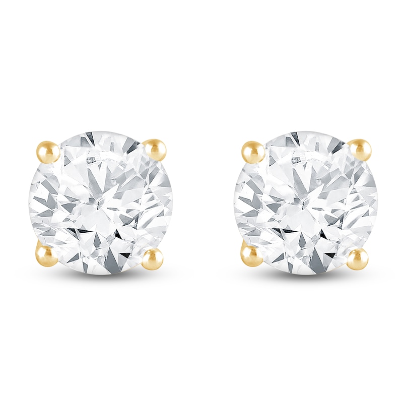 Main Image 3 of Round-Cut Lab-Grown Diamond Solitaire Stud Earrings 5 ct tw 14K Yellow Gold (SI2/F)