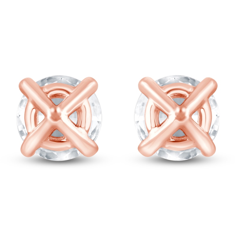 Main Image 4 of Round-Cut Lab-Grown Diamond Solitaire Stud Earrings 3 ct tw 14K Rose Gold (SI2/F)