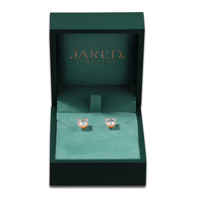Main Image 5 of Round-Cut Lab-Grown Diamond Solitaire Stud Earrings 3 ct tw 14K Rose Gold (SI2/F)