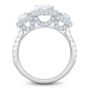 Thumbnail Image 2 of Oval-Cut Lab-Grown Diamond Three-Stone Halo Engagement Ring 3-1/4 ct tw 14K White Gold