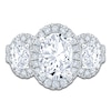 Thumbnail Image 3 of Oval-Cut Lab-Grown Diamond Three-Stone Halo Engagement Ring 3-1/4 ct tw 14K White Gold