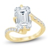 Thumbnail Image 1 of Emerald-Cut Lab-Grown Diamond Bypass Engagement Ring 6-1/2 ct tw 14K Yellow Gold