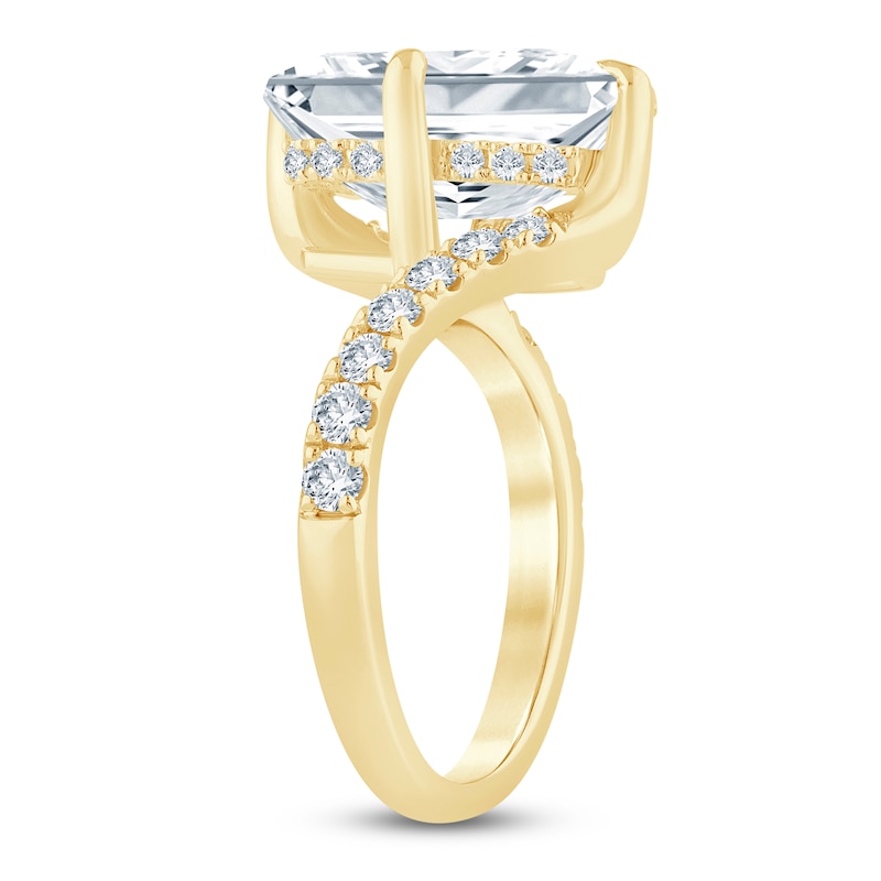 Main Image 2 of Emerald-Cut Lab-Grown Diamond Bypass Engagement Ring 6-1/2 ct tw 14K Yellow Gold