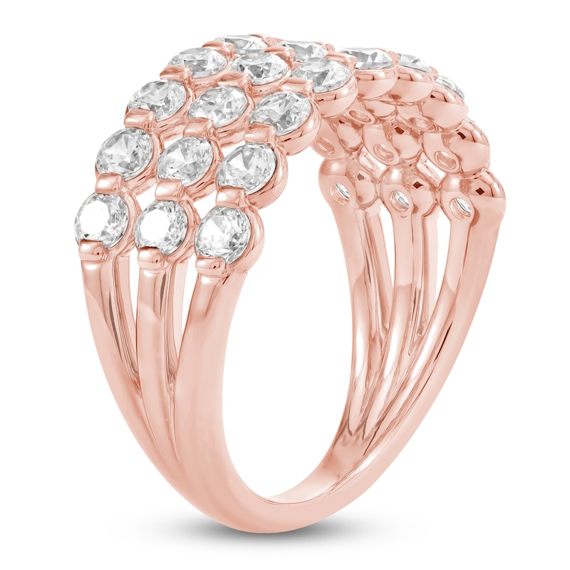 Main Image 4 of Lab-Grown Diamond Three-Row Anniversary Ring 2 ct tw 14K Rose Gold